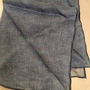 J HILBURN Elegant Blue Men's Linen Scarf Pocket Square  Excellent